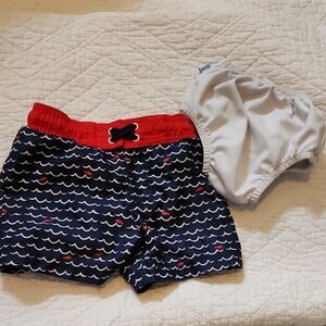 Navy and Red Kids Swim Shorts Set